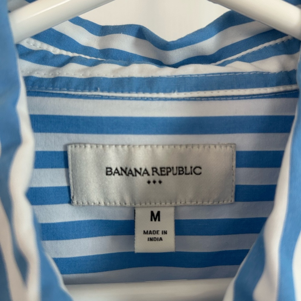 Banana Republic Blue and White Striped High Low button down Dress - Picture 4 of 7